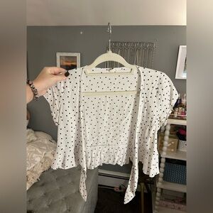 Garage White and Black Polka Dot Blouse